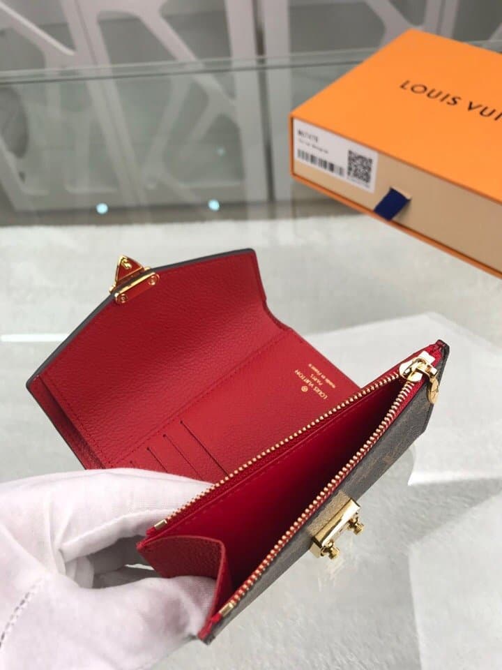Louis Vuitton Pallas Compact Wallet Combines Monogram Canvas Red For Women, Women's Wallet 13cm LV M67478