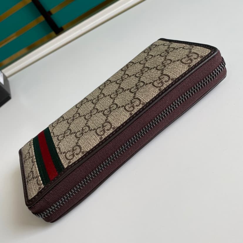 Gucci GG Supreme Beige Zip Around Wallet For Men, Men's Wallets 19cm/7.5in GG