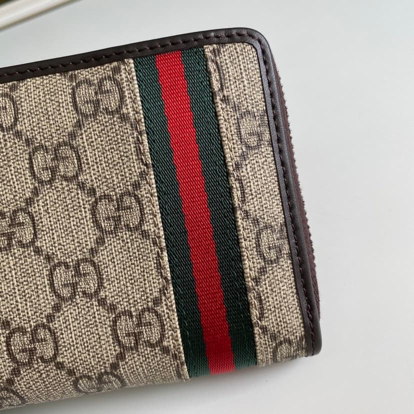 Gucci GG Supreme Beige Zip Around Wallet For Men, Men's Wallets 19cm/7.5in GG