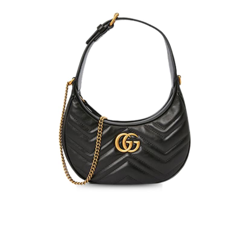 Gucci Marmont Half Moon Shaped Mini Bag Black 699514 DTDHT 1000