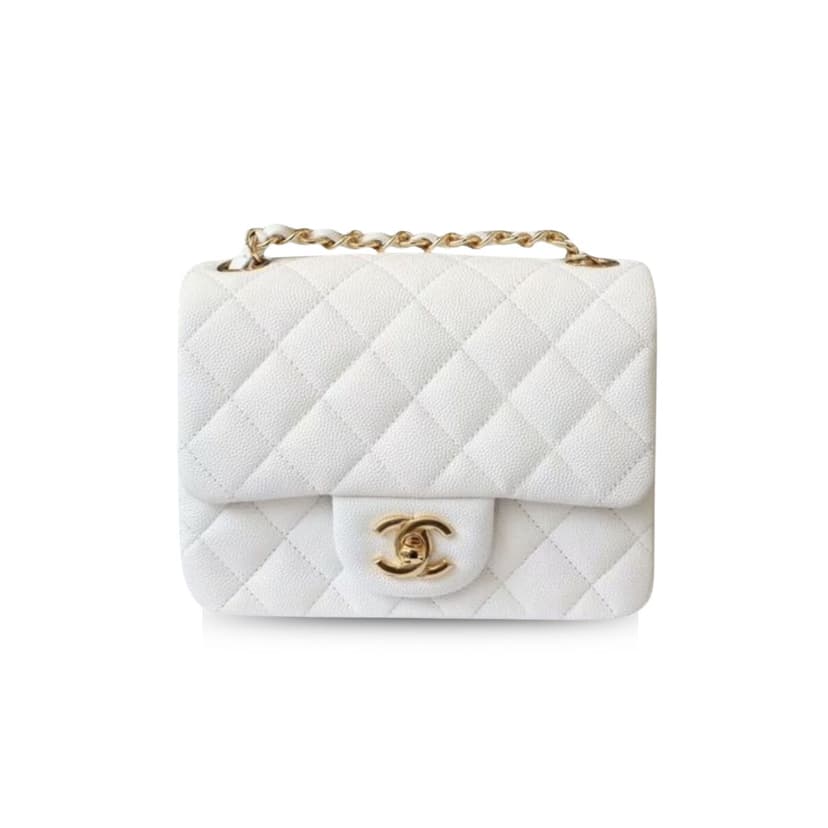 Chanel Classic Mini Flap Bag Golden Hardware White A35200