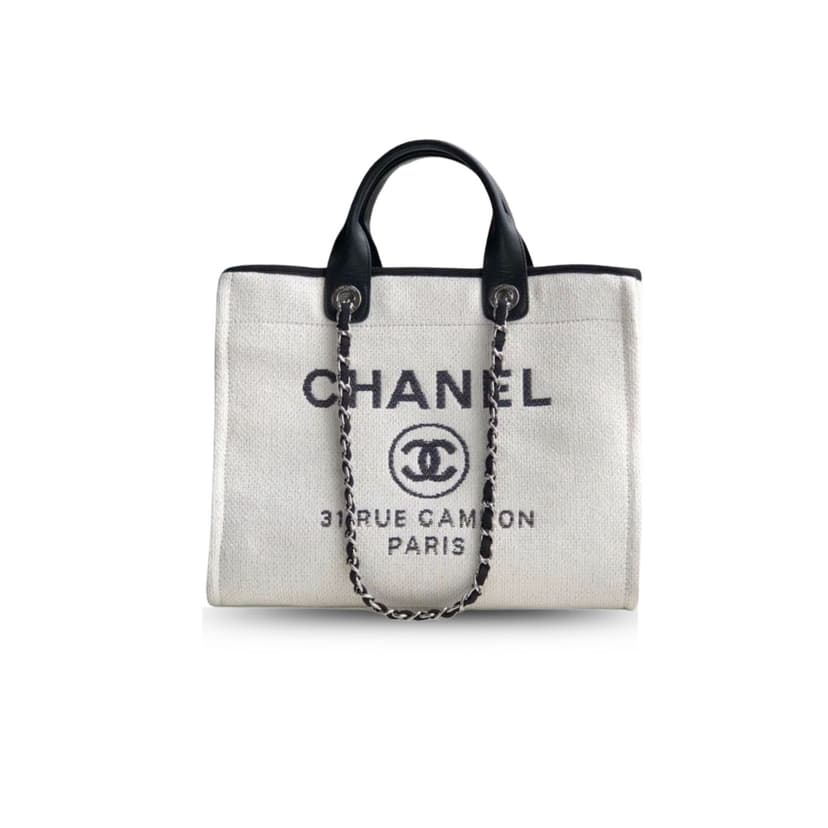 Chanel Small Shopping Bag Silver Hardware White AS3257