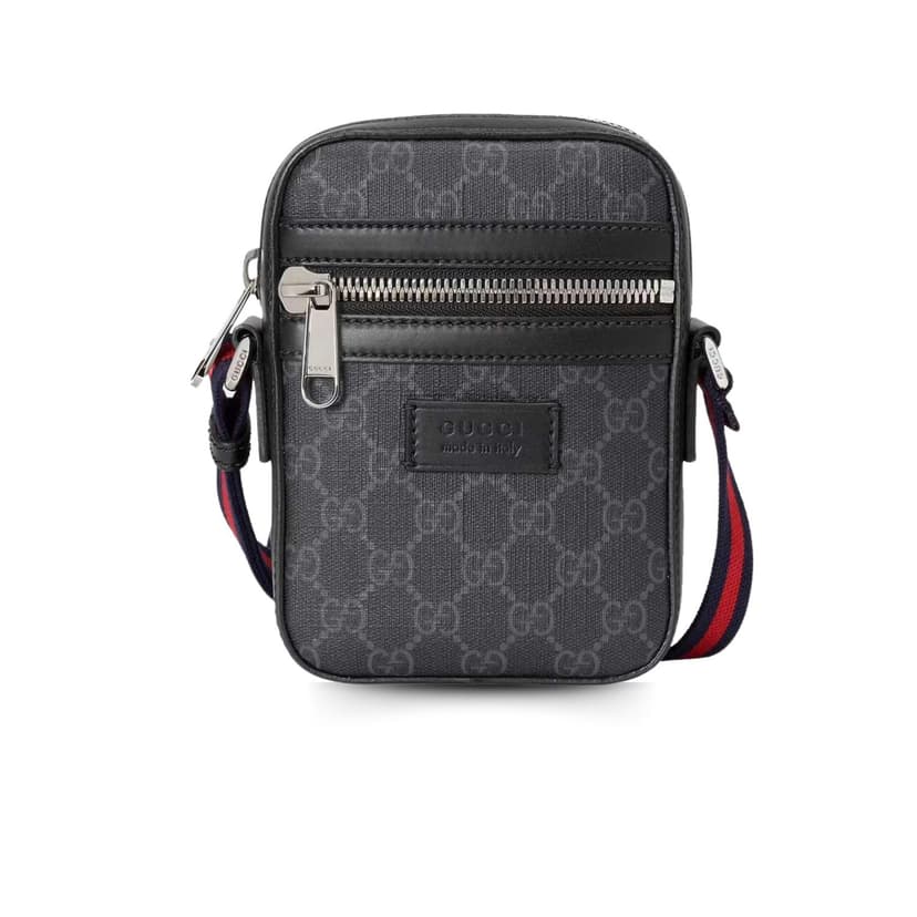 Gucci GG Messenger Bag Black/Grey GG Supreme Canvas A Material With Low Environmental Impact With Black 682357 K5RLN 1095