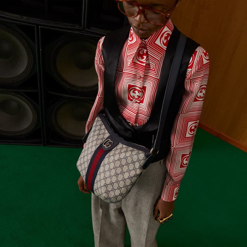 Gucci Ophidia GG Small Shoulder Bag Beige And Blue 598125 2ZGMN 4076