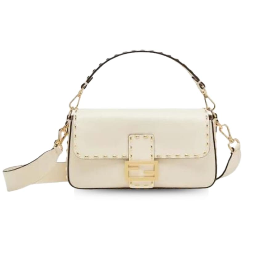 Fendi Mon Baguette Medium White Bag 8BR600AHMQF1FIR