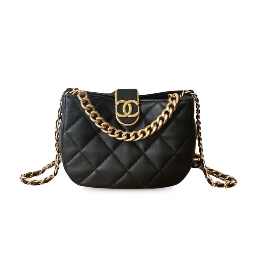 Chanel Small Hobo Bag Gold Hardware Black