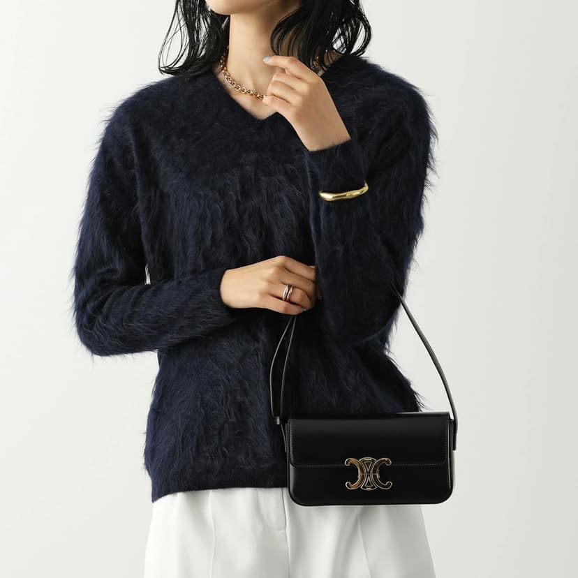 Celine Triomphe Shoulder Bag Black 194143BF4.38NO