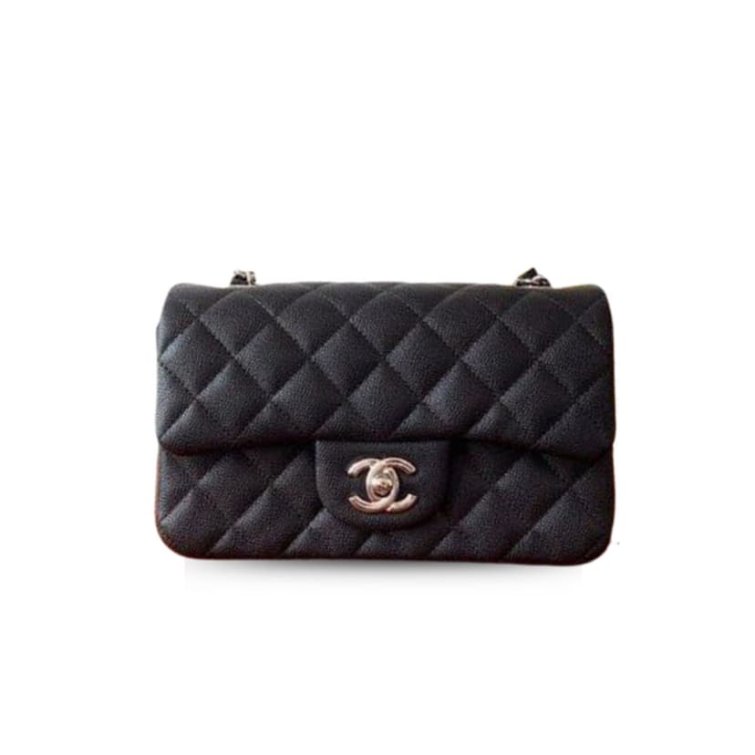 Chanel Small Classic Handbag Silver Toned Hardware Black A01113