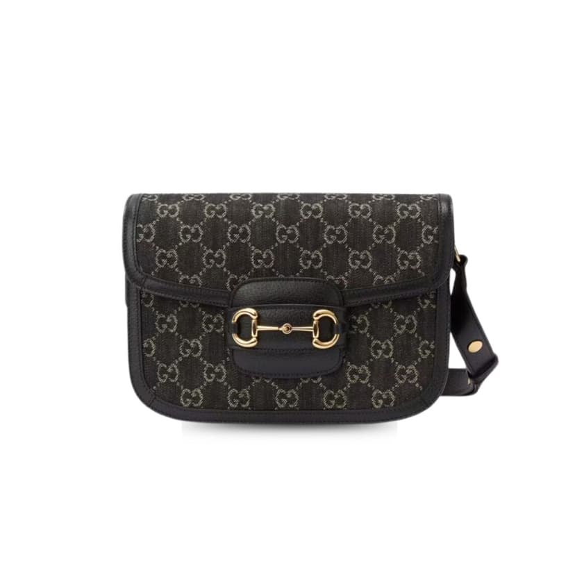 Gucci Horsebit 1955 Shoulder Bag Black And Ivory 602204 UN3BG 1274