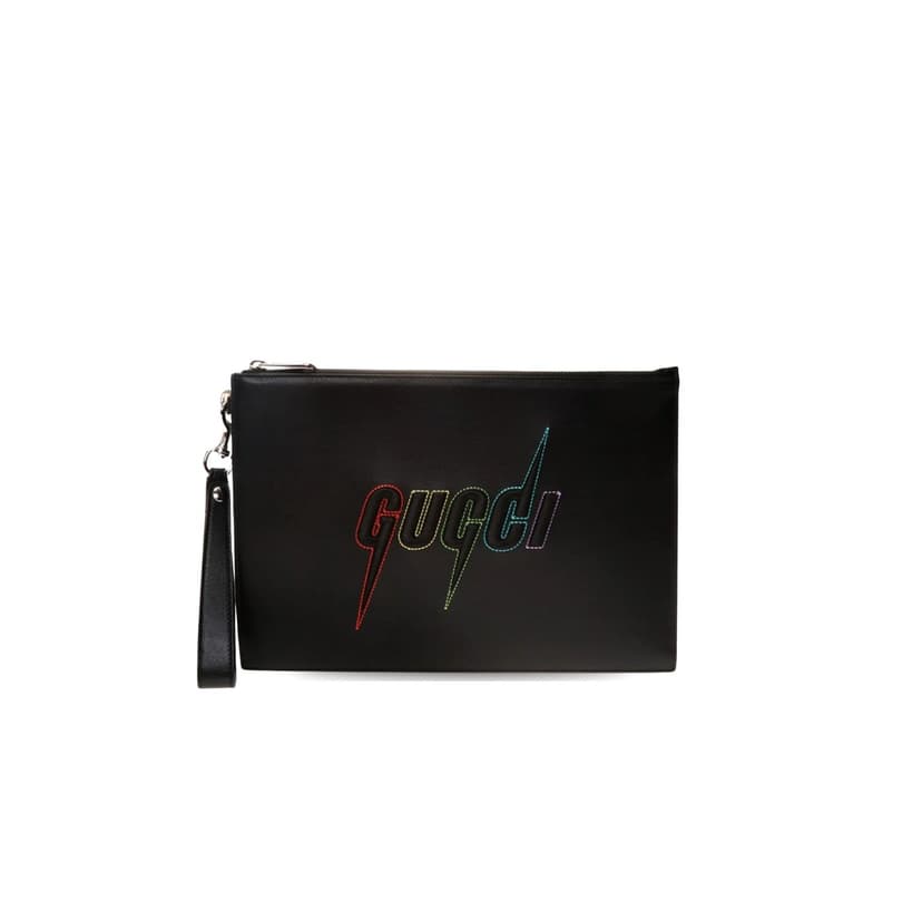 Gucci Pouch in Black With Blade Embroidery For Men, Men's Pouch 12in/31cm GG