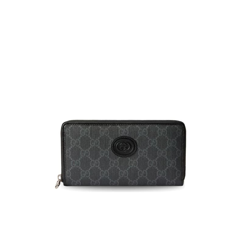 Gucci Ophidia GG Zip Around Wallet With Interlocking G Black For Men 8in/19cm GG