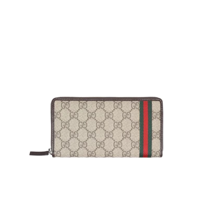 Gucci GG Supreme Beige Zip Around Wallet For Men, Men's Wallets 19cm/7.5in GG