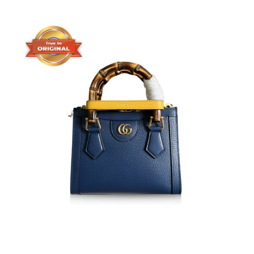 [True-to-ORIGINAL] Gucci Diana Mini Tote Bag Canvas Lining Blue For Women 7.9in/20cm GG 702732 U3ZDT 4862