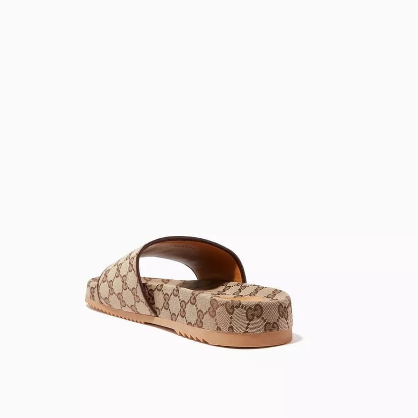 Gucci Men's Beige &amp; Brown-GG Slide Sandals For Men 624695 H6320 9763