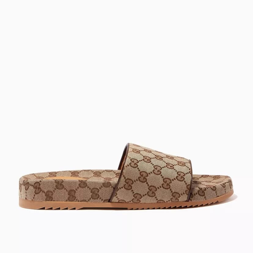 Gucci Men's Beige &amp; Brown-GG Slide Sandals For Men 624695 H6320 9763