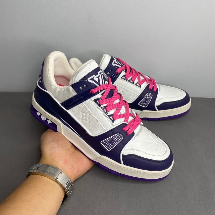 Louis Vuitton Trainer Sneaker Mix Of Materials White/Purple Virgil Abloh For Men LV