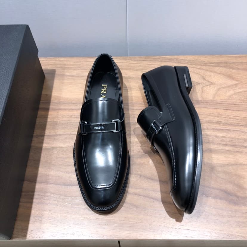 Prada Brushed Loafers Black For Men 1in/25mm PRD