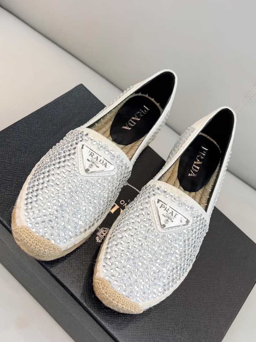 Prada Espadrillas With Crystals White For Women 0.8in/20mm PRD