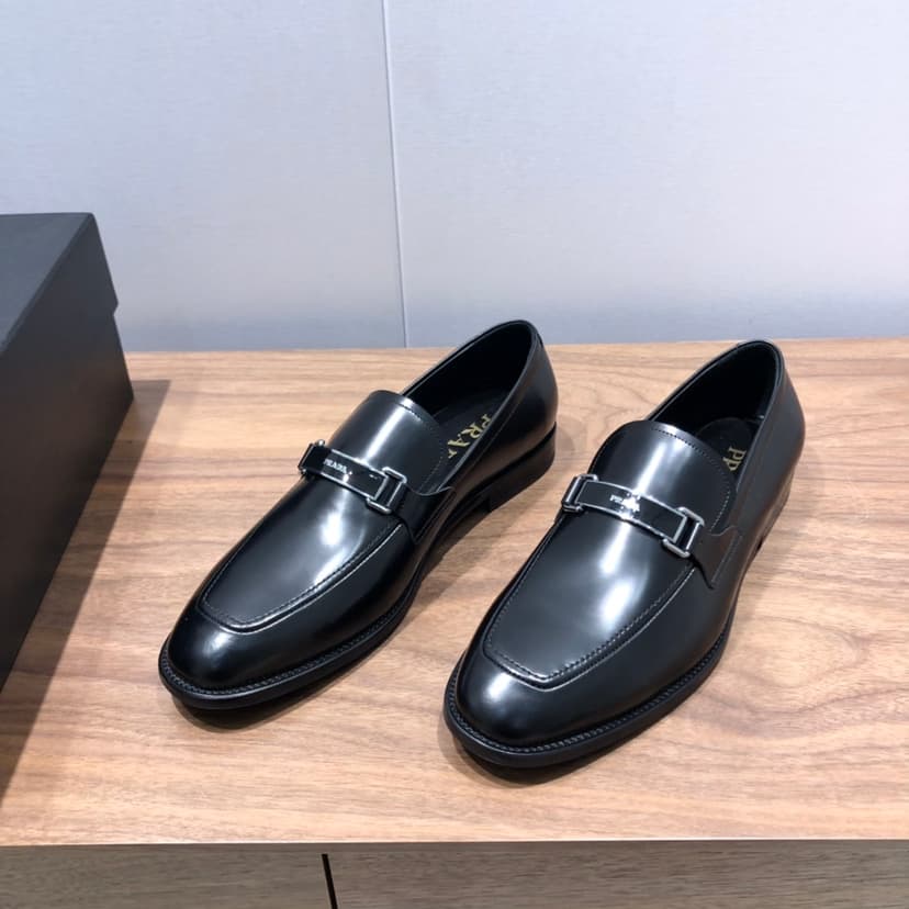 Prada Brushed Loafers Black For Men 1in/25mm PRD