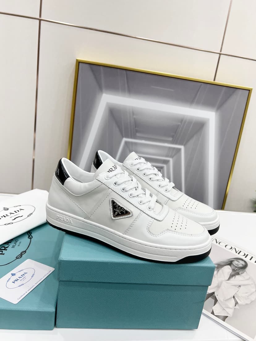 Prada Downtown Perforated Sneakers White/Black For Women 1.2in/30mm PRD 1E792M_3LJ6_F0964_F_030