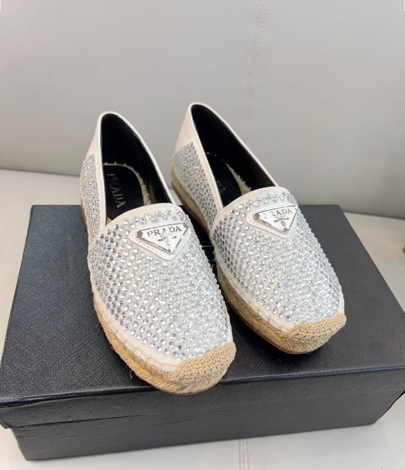 Prada Espadrillas With Crystals White For Women 0.8in/20mm PRD