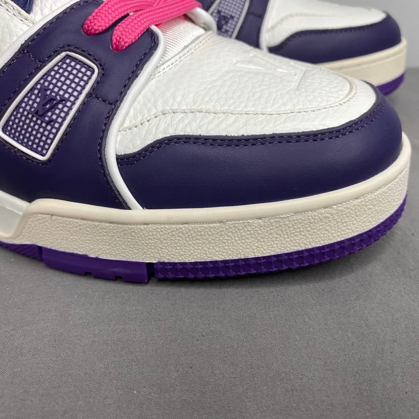 Louis Vuitton Trainer Sneaker Mix Of Materials White/Purple Virgil Abloh For Men LV