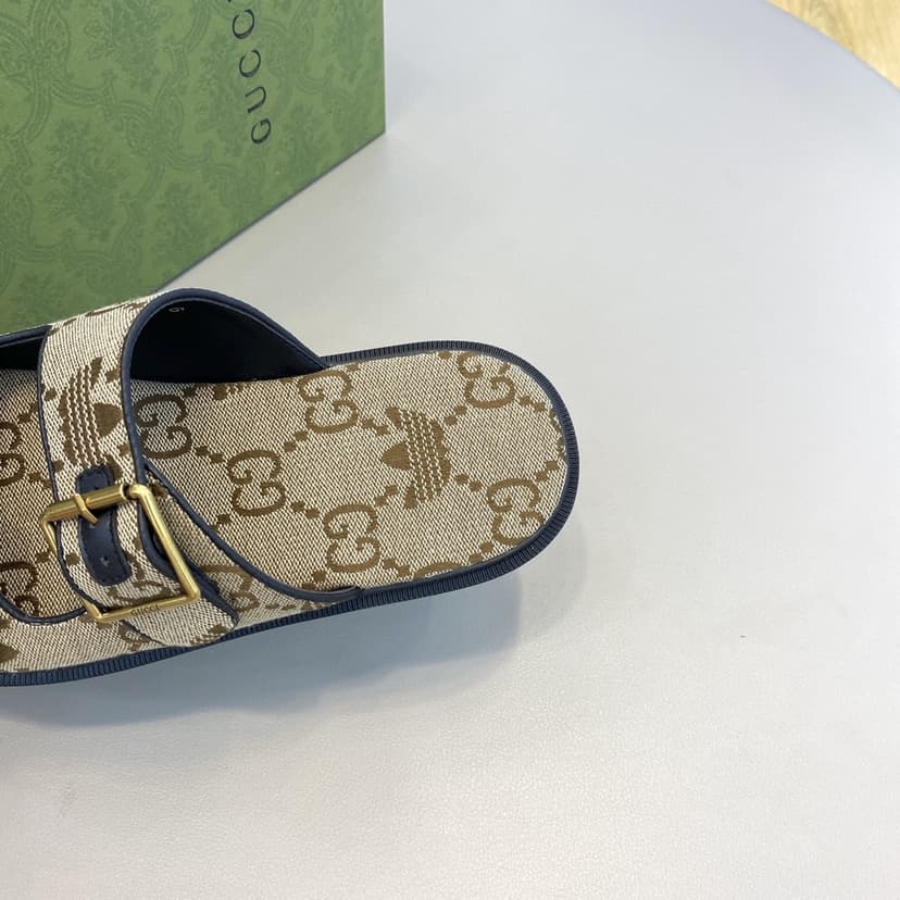 Adidas x Gucci Men's GG Slide Sandals With Strap Beige For Men ‎658020