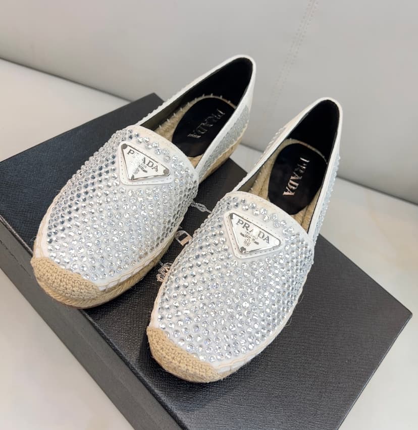 Prada Espadrillas With Crystals White For Women 0.8in/20mm PRD