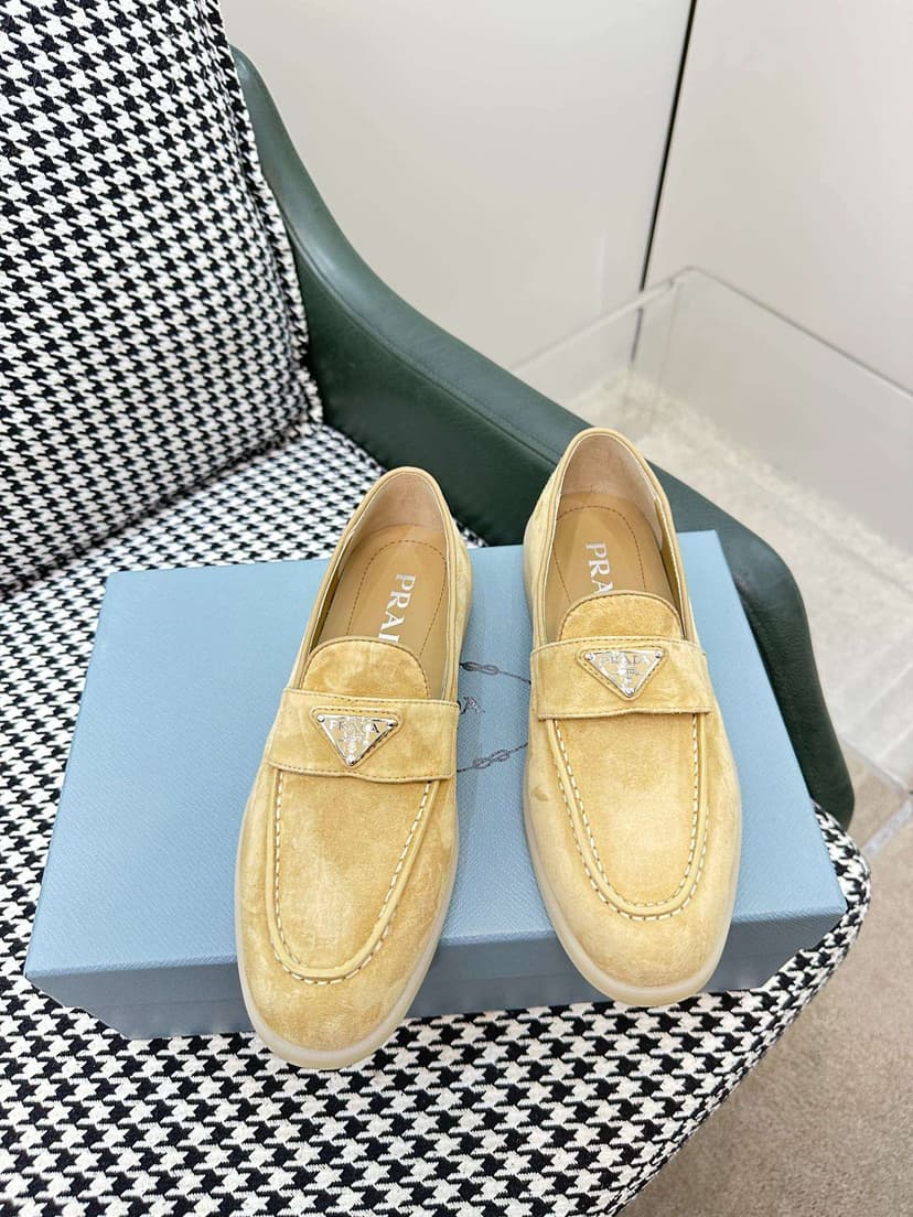 Prada Brushed Loafers Beige For Women