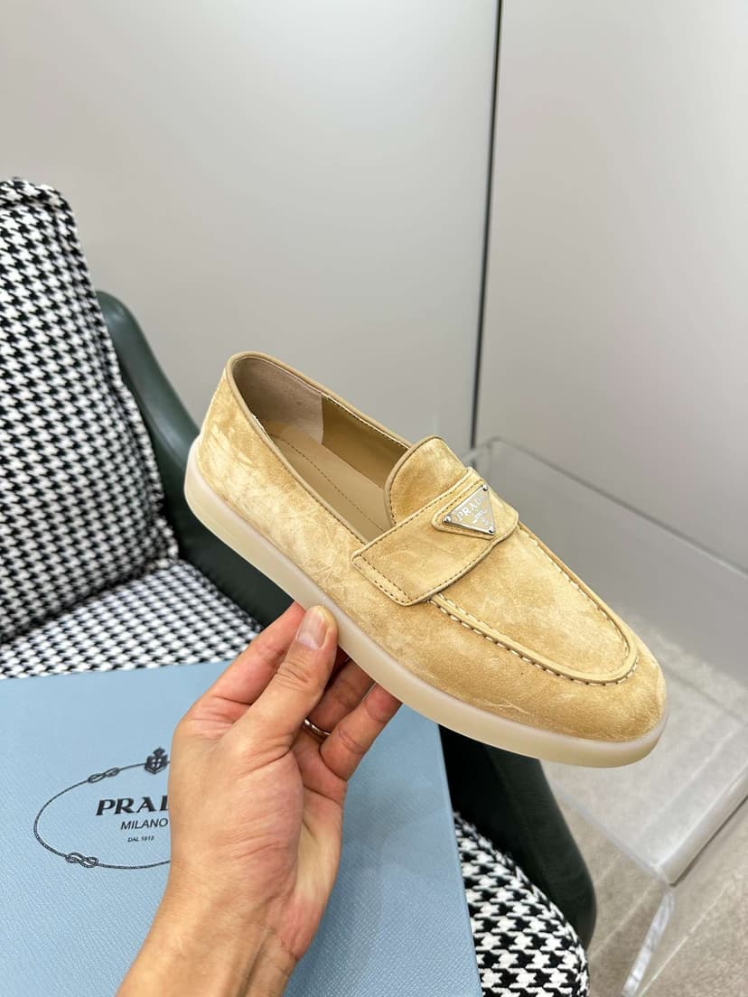 Prada Brushed Loafers Beige For Women