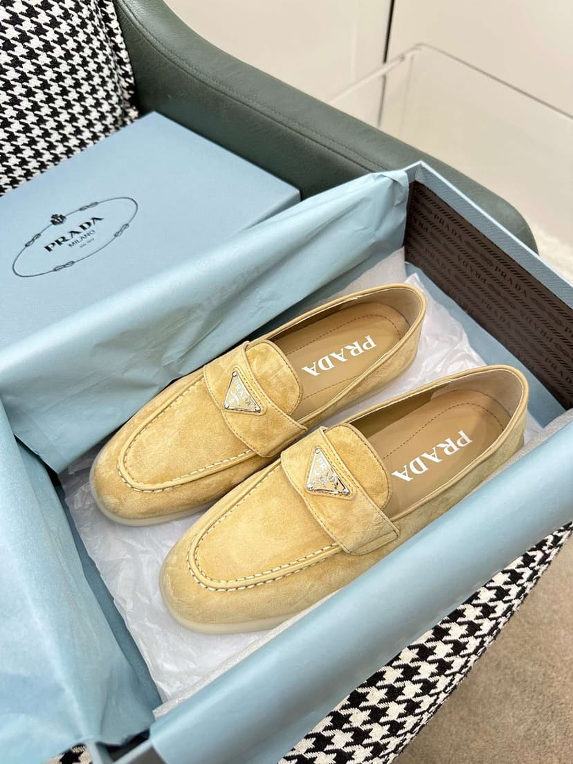 Prada Brushed Loafers Beige For Women