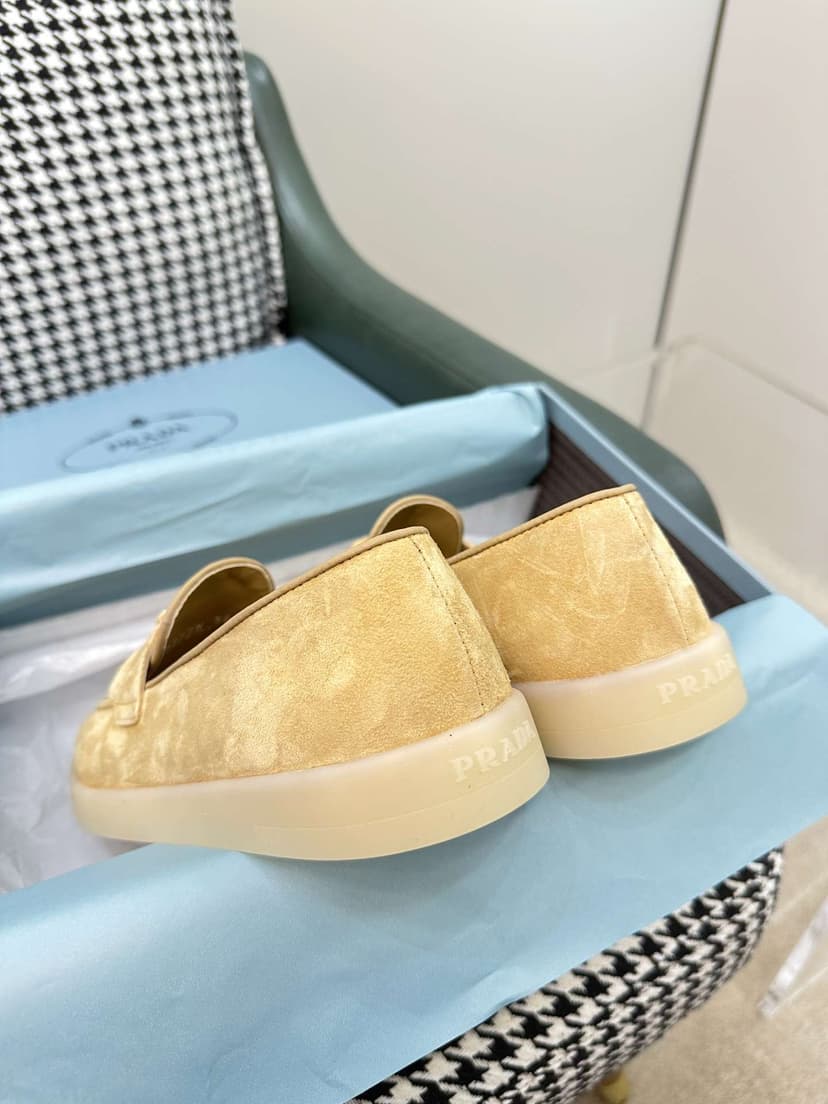 Prada Brushed Loafers Beige For Women