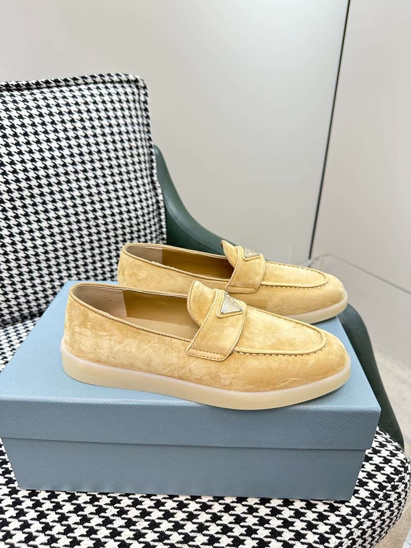 Prada Brushed Loafers Beige For Women