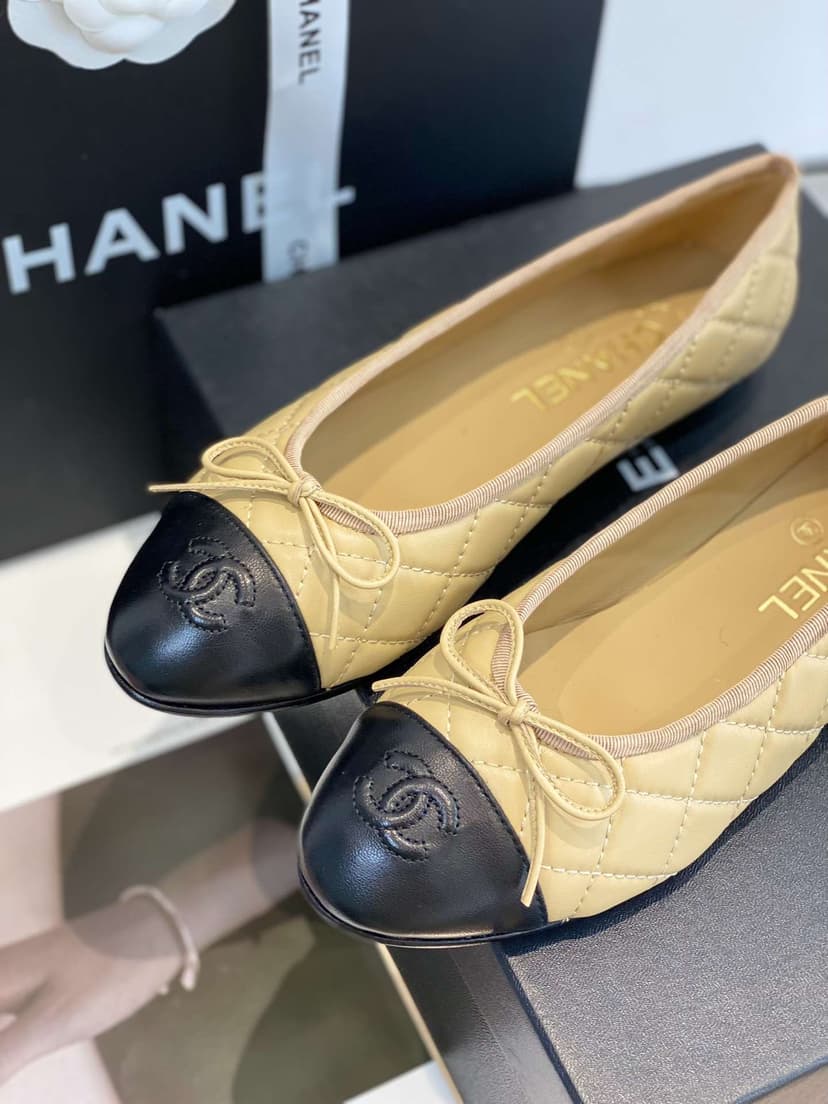 Chanel Ballet Flats Beige For Women