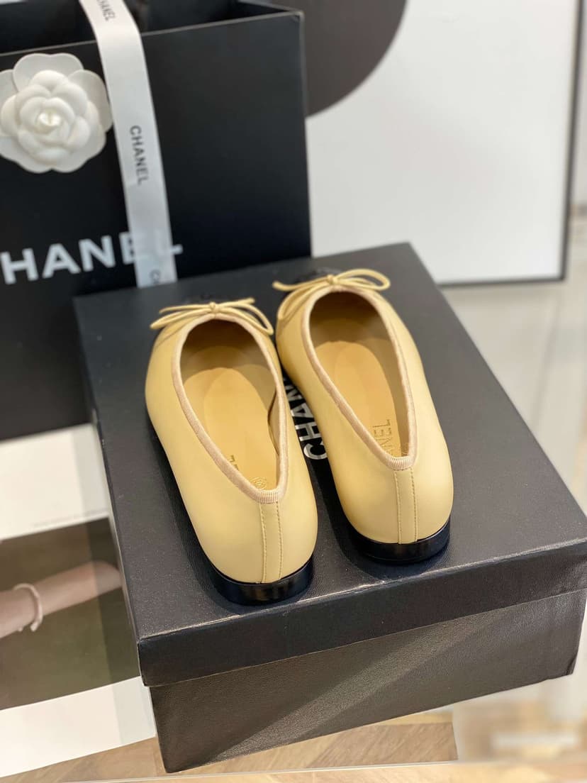 Chanel Ballet Flats Beige For Women