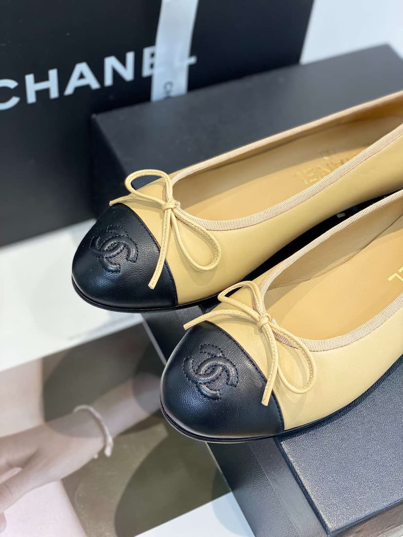 Chanel Ballet Flats Beige For Women