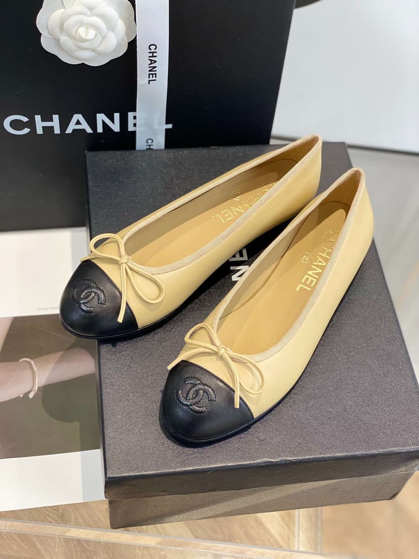 Chanel Ballet Flats Beige For Women