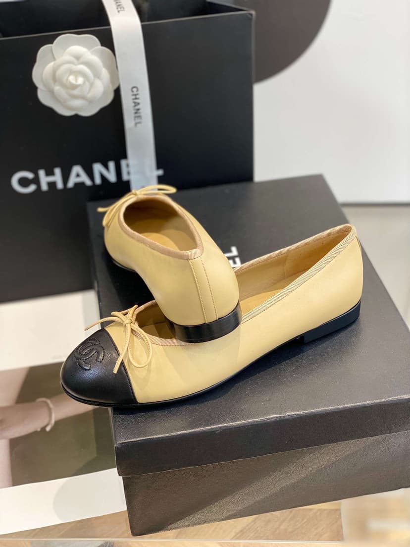 Chanel Ballet Flats Beige For Women