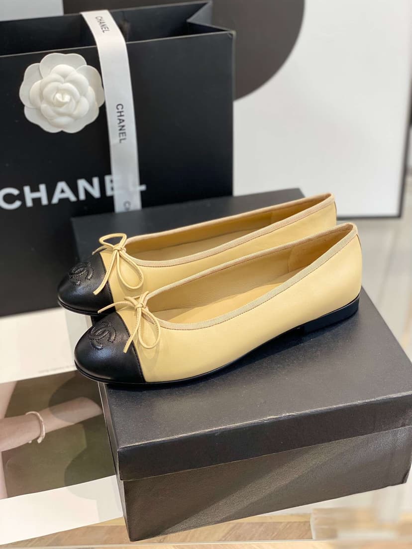 Chanel Ballet Flats Beige For Women