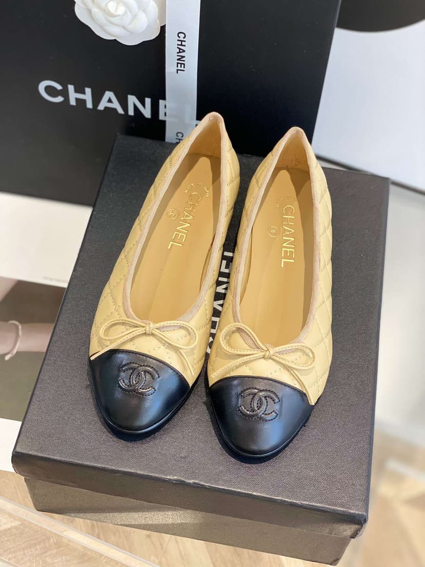 Chanel Ballet Flats Beige For Women