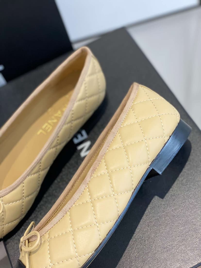 Chanel Ballet Flats Beige For Women