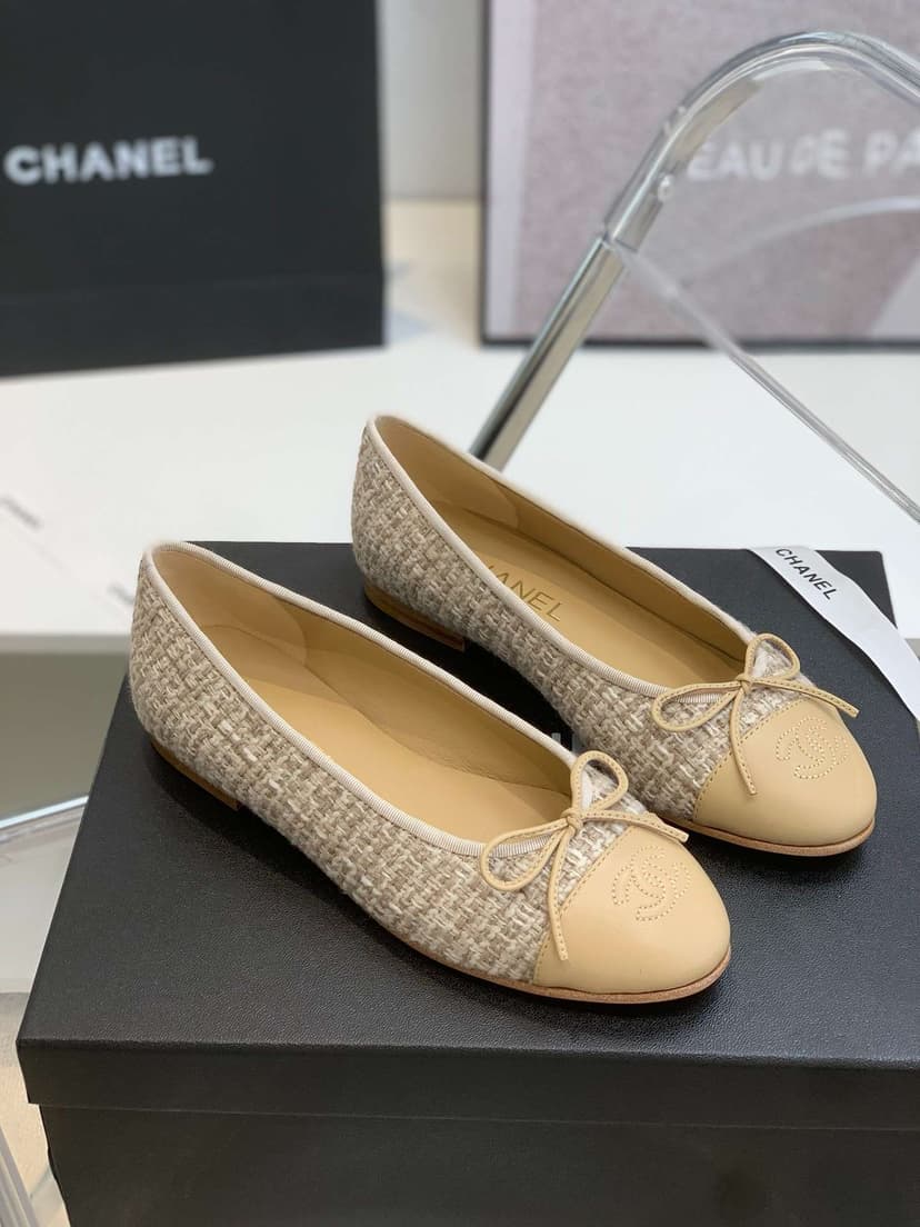 Chanel Ballet Flats Beige For Women