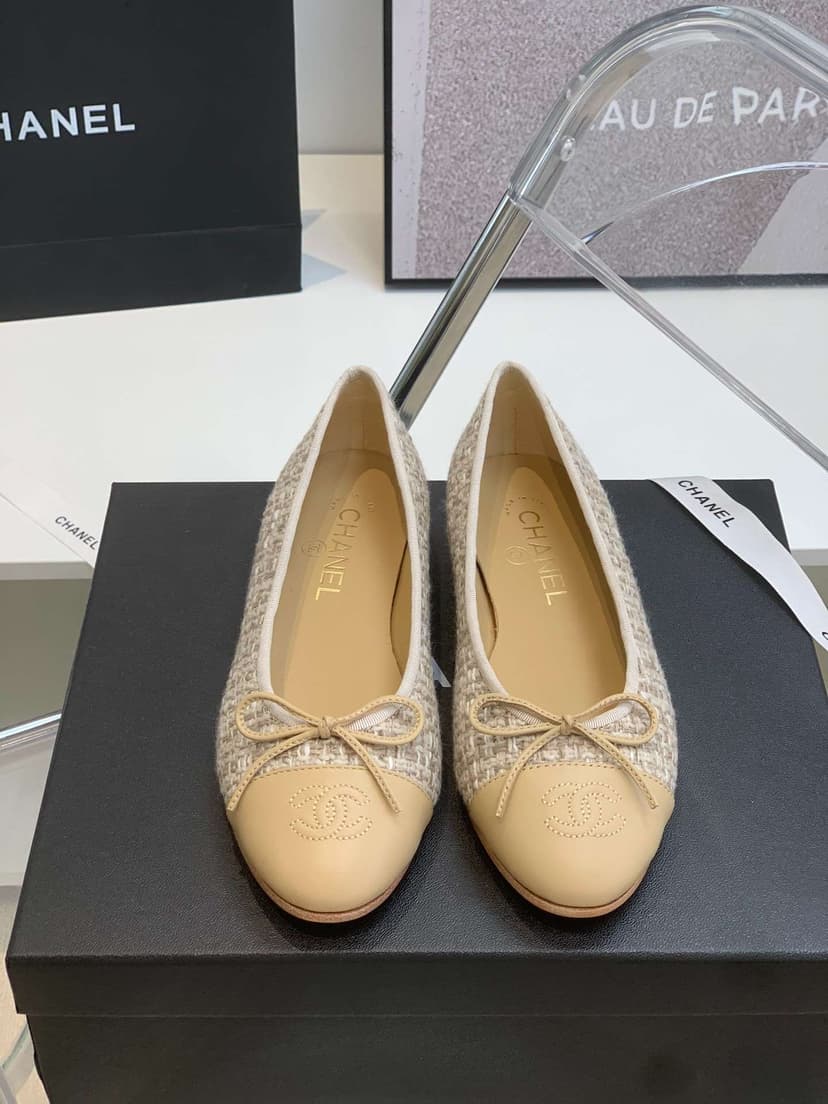 Chanel Ballet Flats Beige For Women