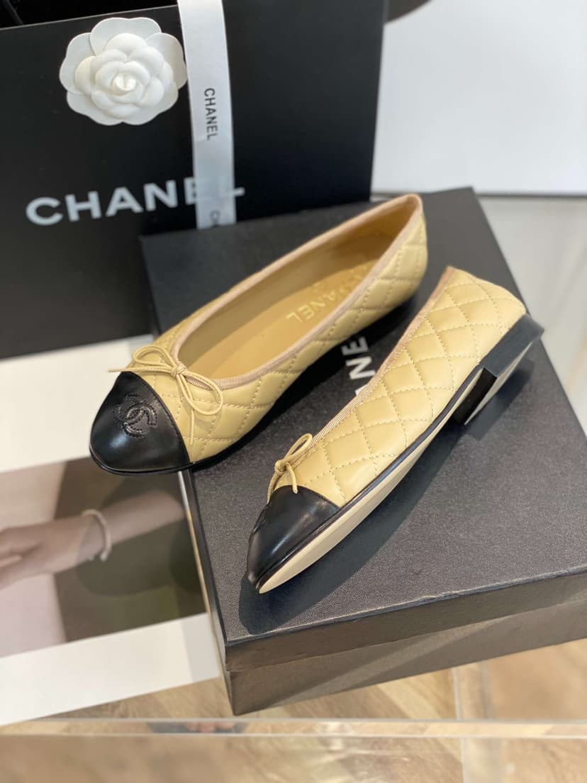 Chanel Ballet Flats Beige For Women