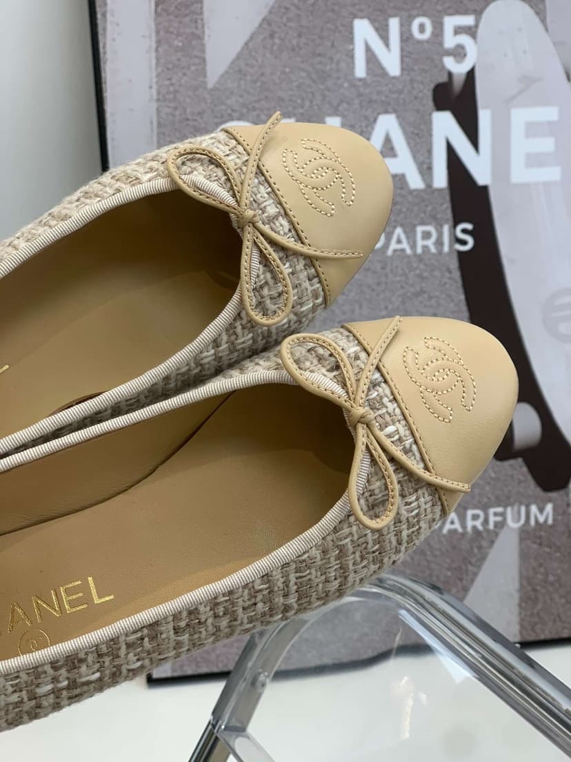 Chanel Ballet Flats Beige For Women