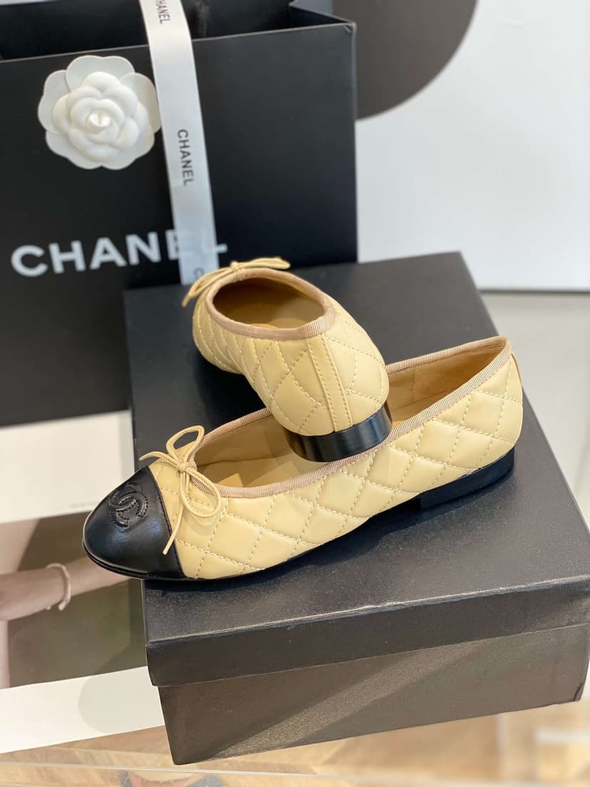 Chanel Ballet Flats Beige For Women