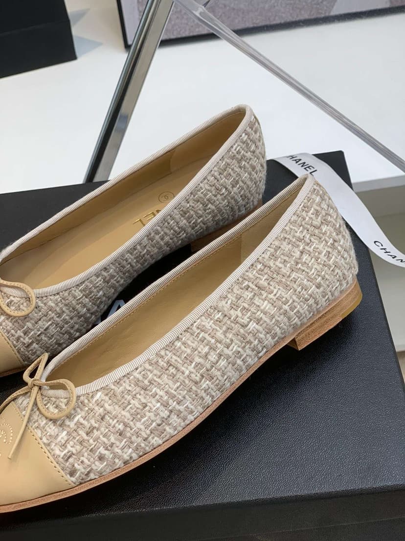 Chanel Ballet Flats Beige For Women
