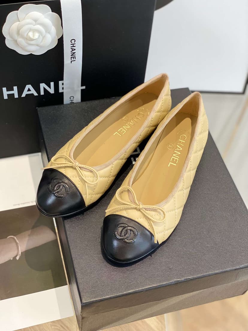 Chanel Ballet Flats Beige For Women