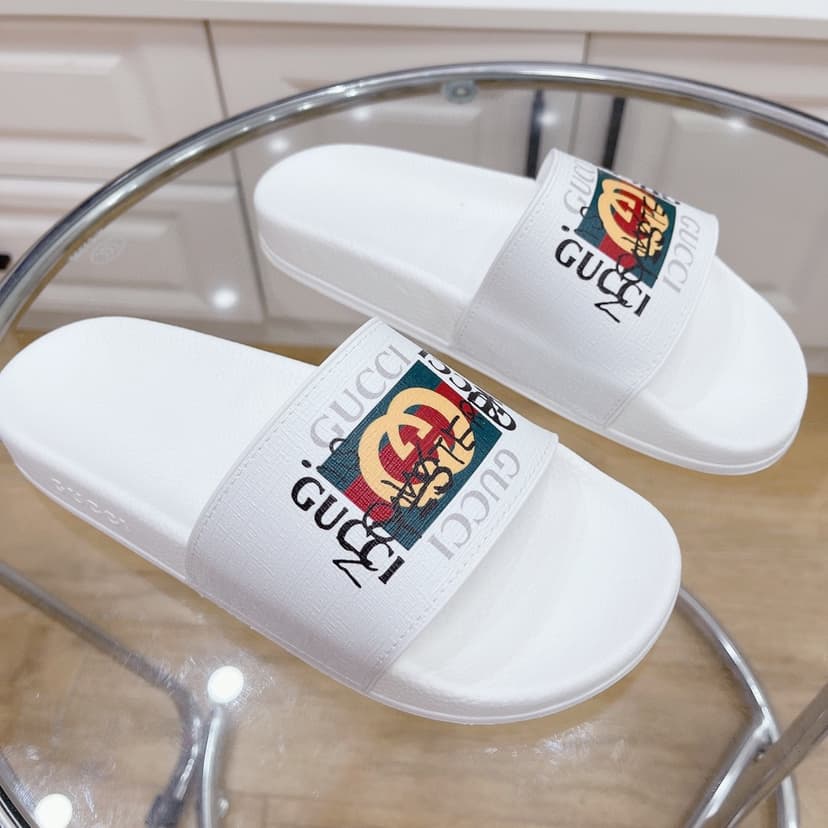 Gucci Men's Slide Sandal With GG Web White For Men 407345