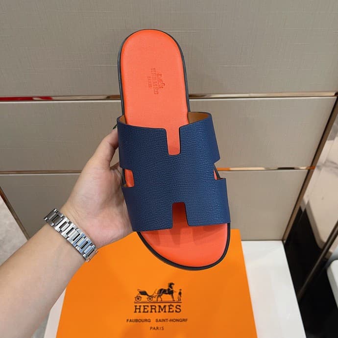 Hermes Izmir Sandal Orange/Blue For Men, Men's Shoes